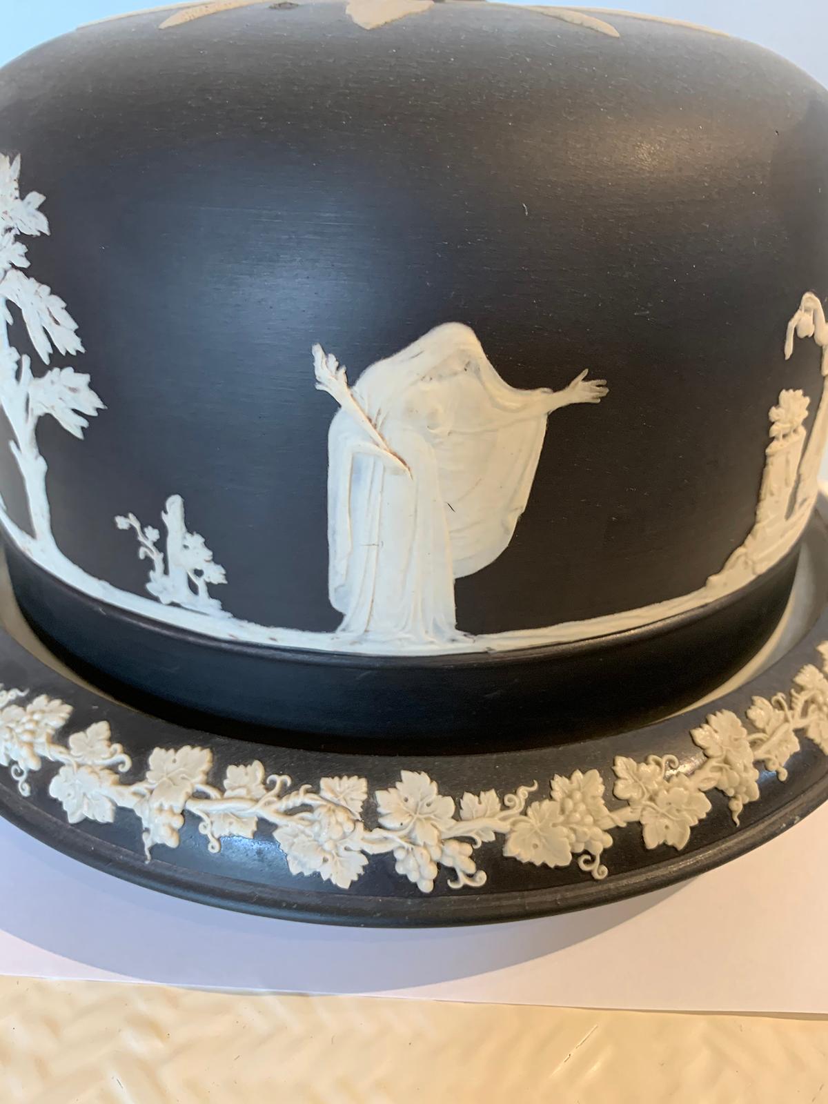 19th Century English Tunstall Jasperware Adams Style Cheese Dome, Marked For Sale 1
