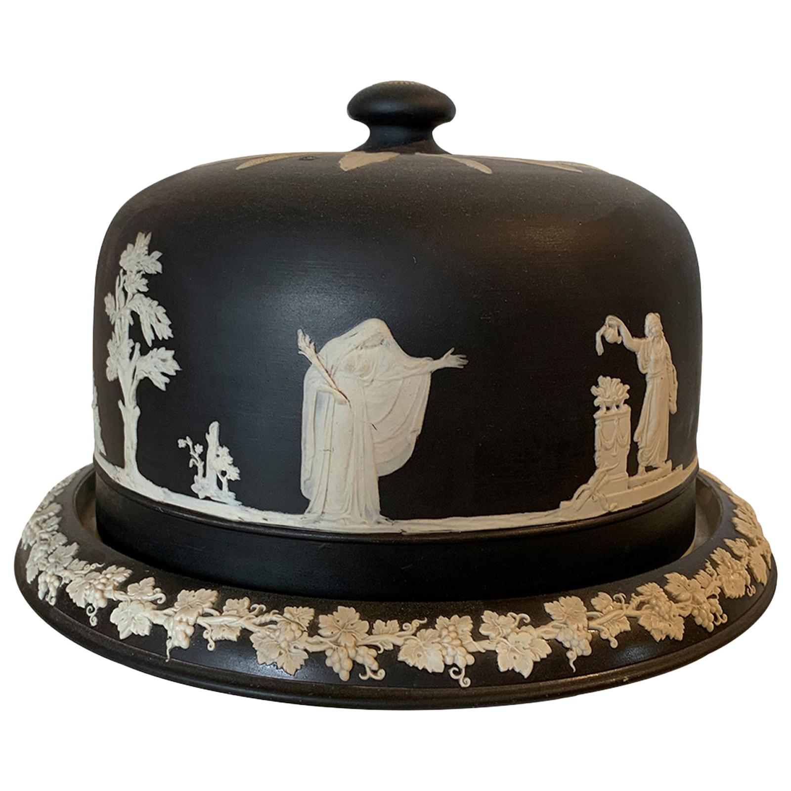 19th Century English Tunstall Jasperware Adams Style Cheese Dome, Marked For Sale