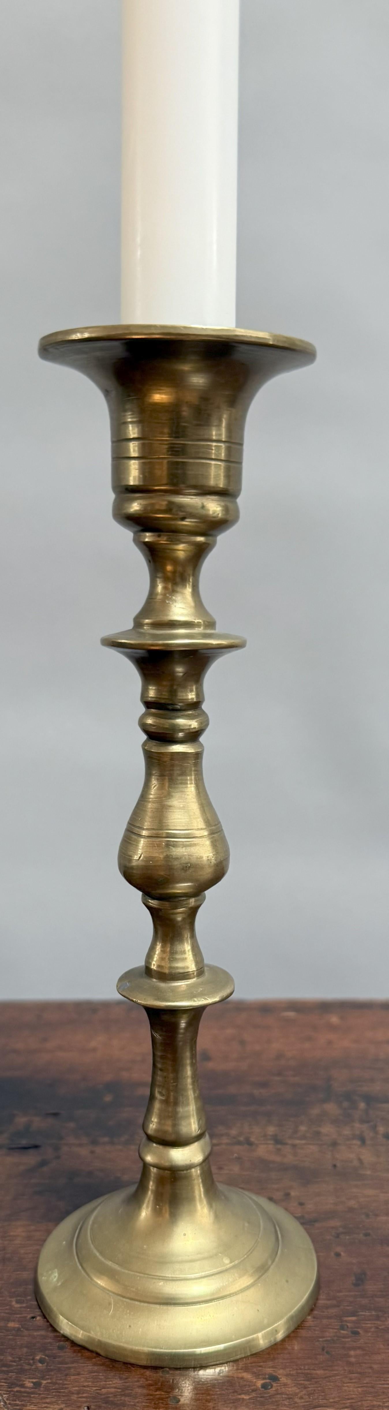 Victorian 19th Century English Turned Brass Candlestick For Sale