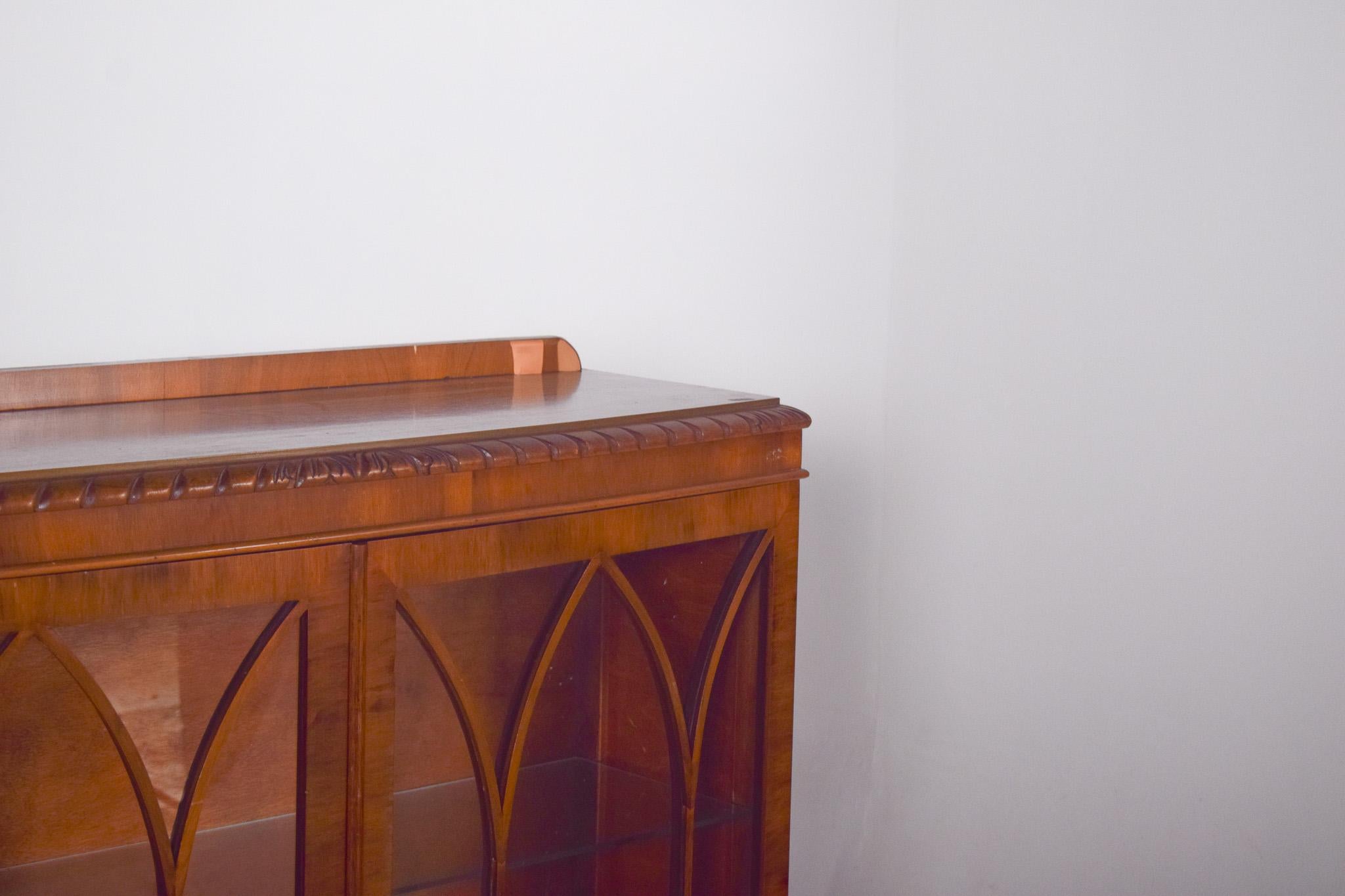Glass 19th Century English Two-Door Display Cabinet in Light Wood For Sale