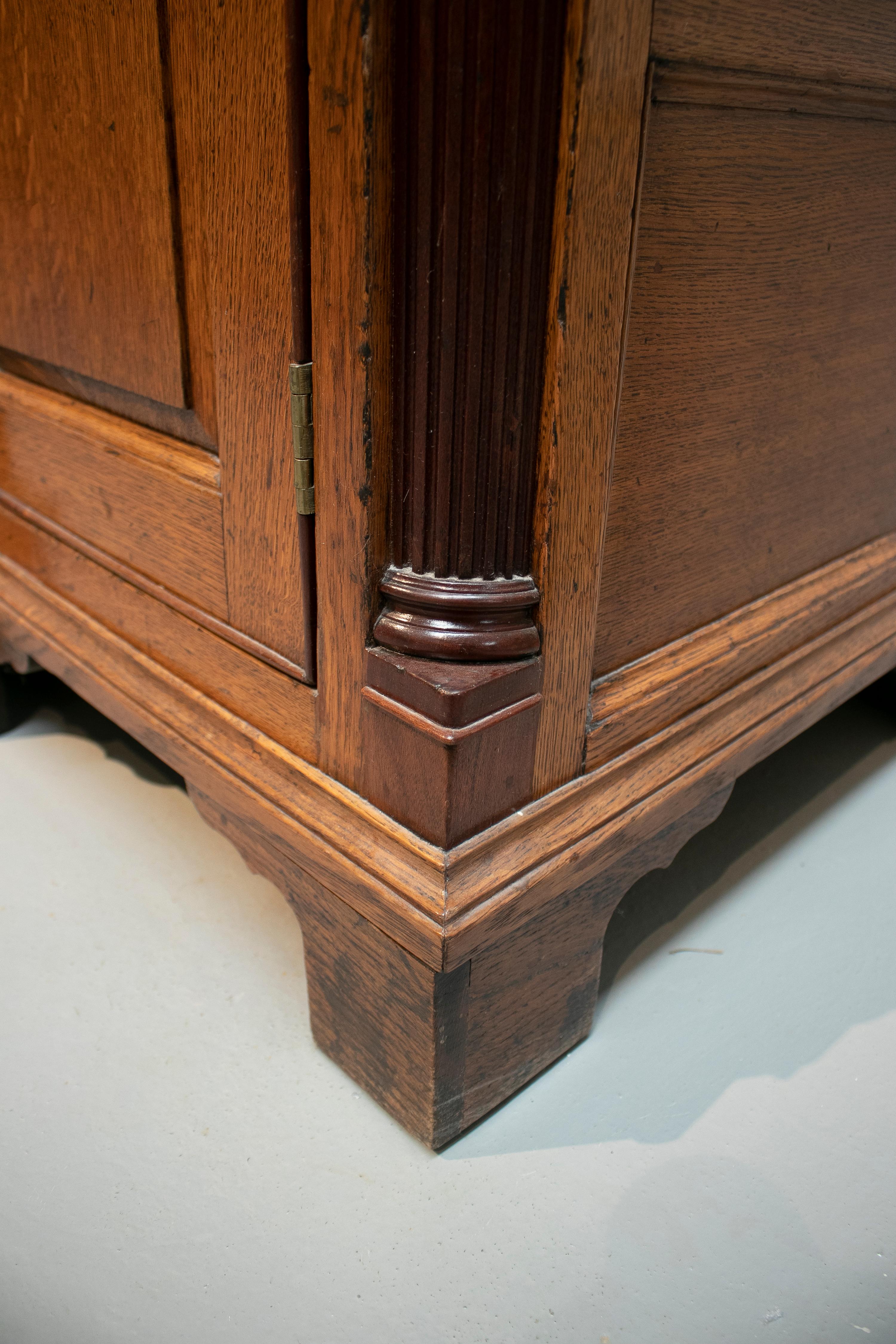 19th Century English Two Piece Wooden Cupboard w/ Bronze Handles 8