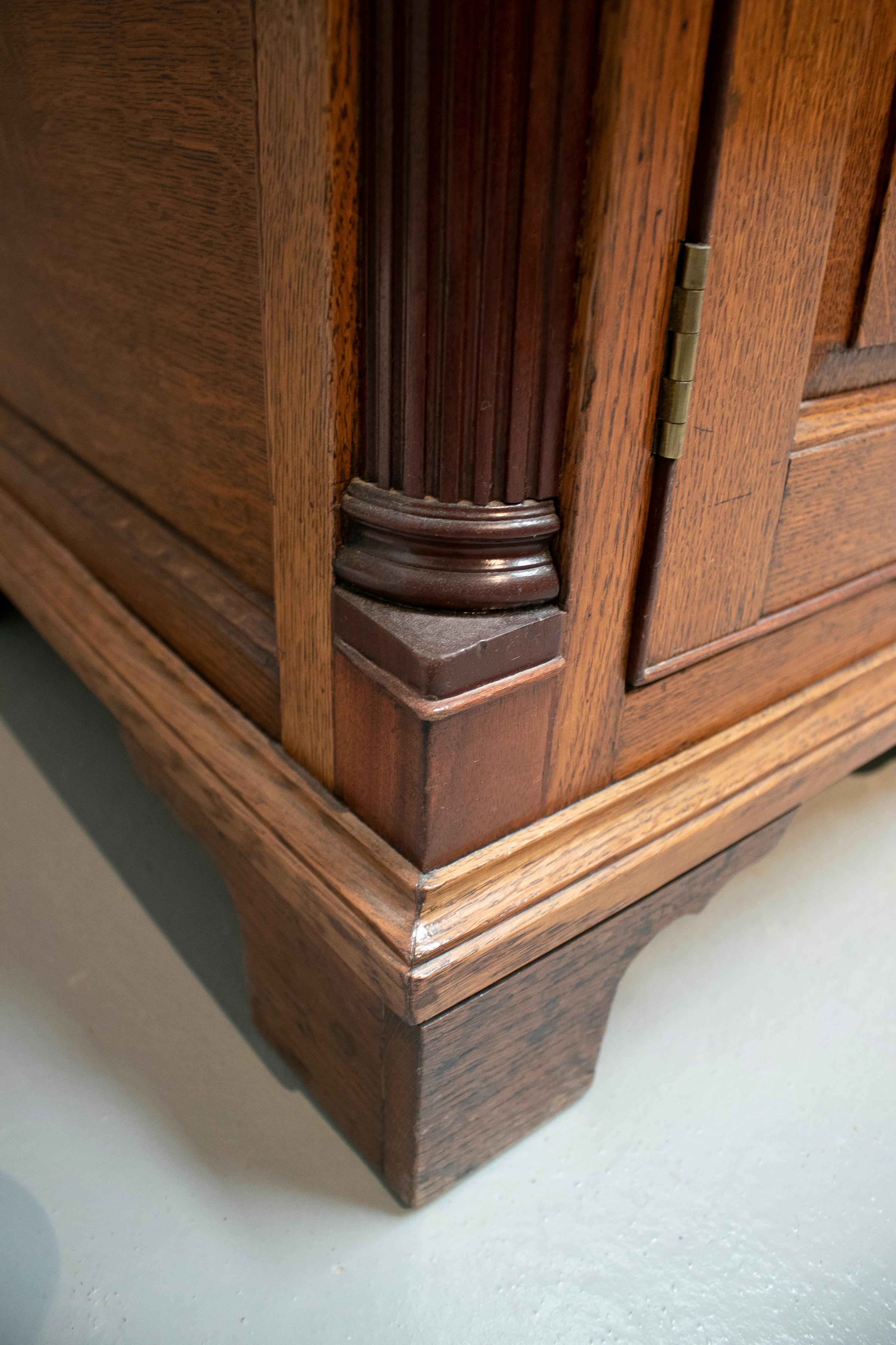 19th Century English Two Piece Wooden Cupboard w/ Bronze Handles 10