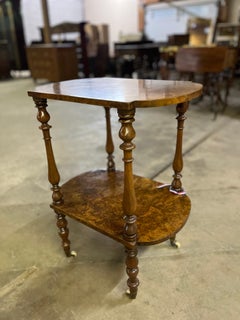 19th Century English Two Tiered Burlwood Table