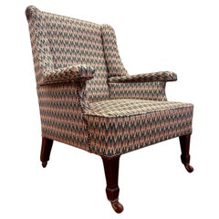 19th Century English Upholstered Armchair Flamstitch Fabric 