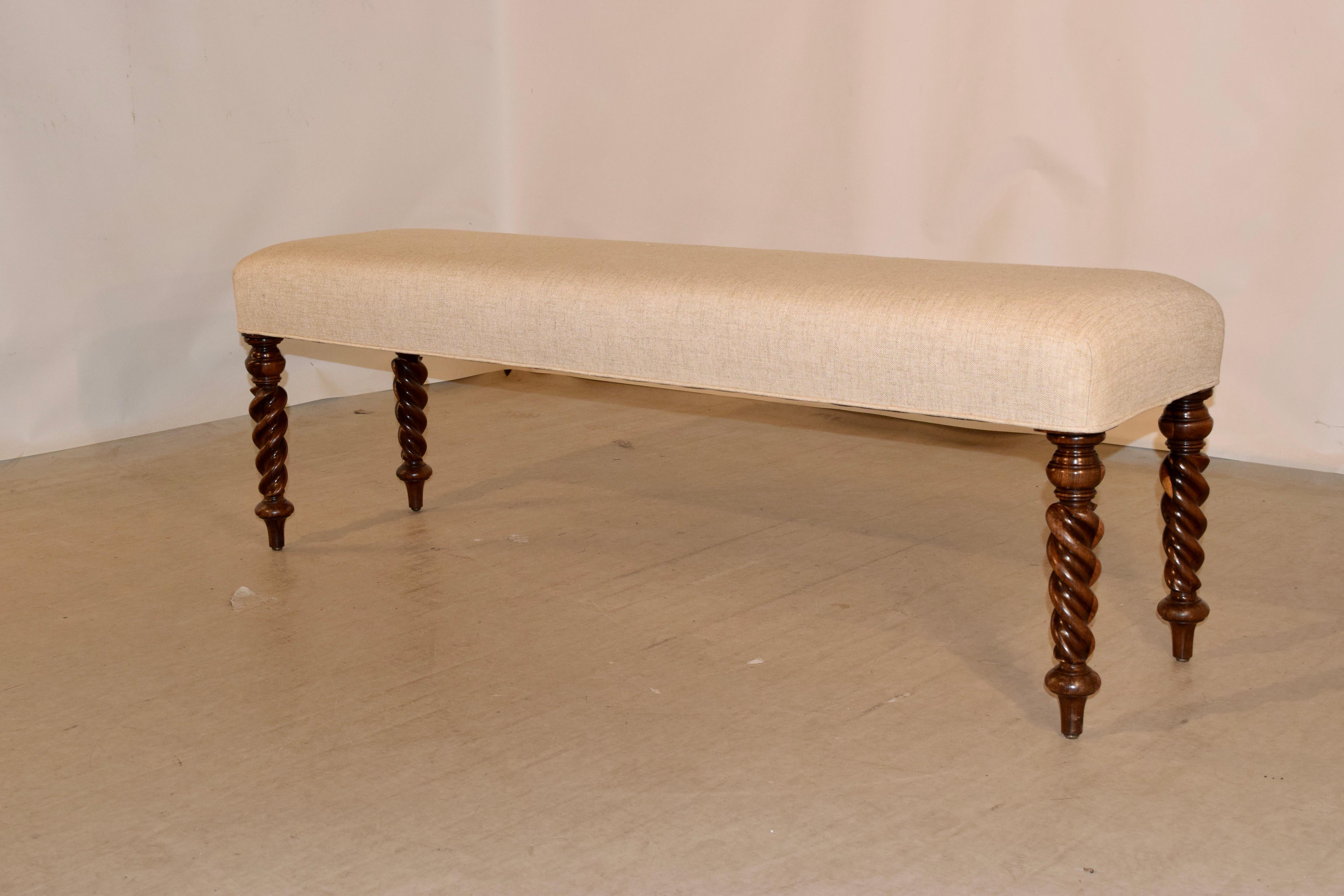 Victorian 19th Century English Upholstered Bench