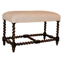 19th Century English Upholstered Bench