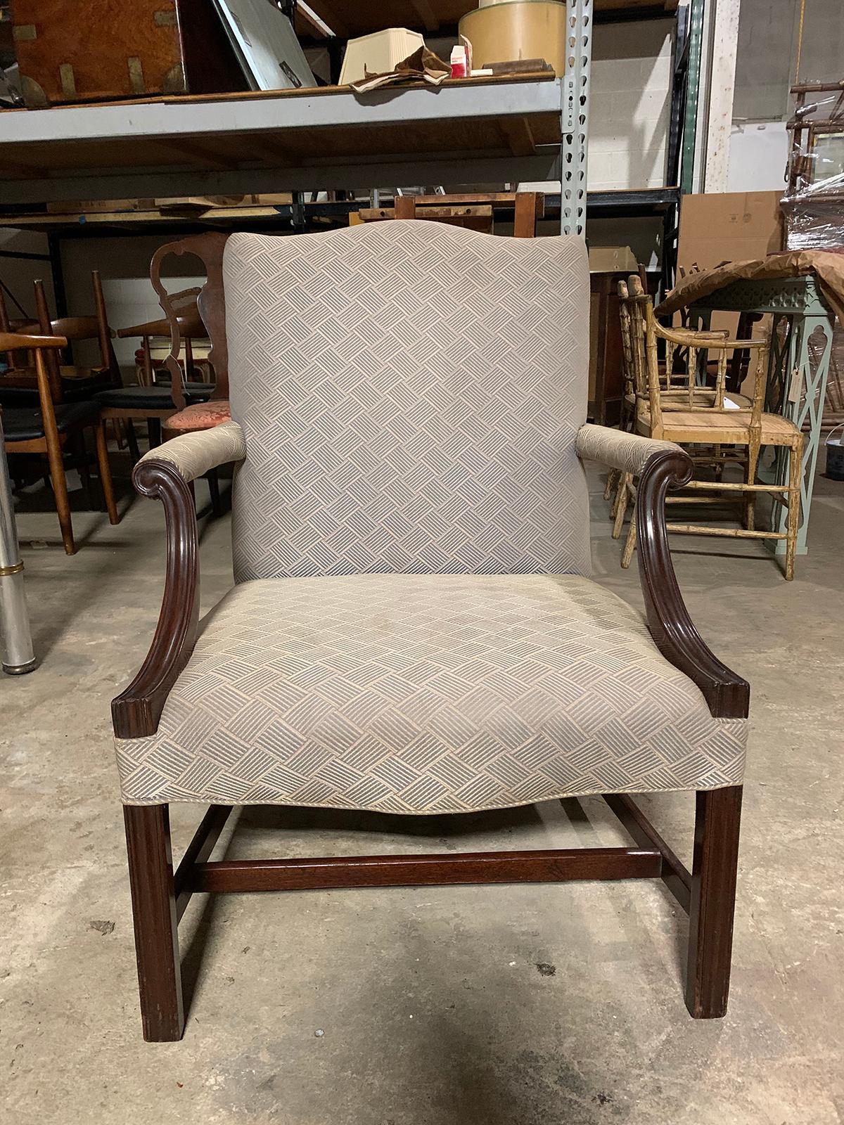 19th Century English Upholstered Library Chair In Good Condition In Atlanta, GA