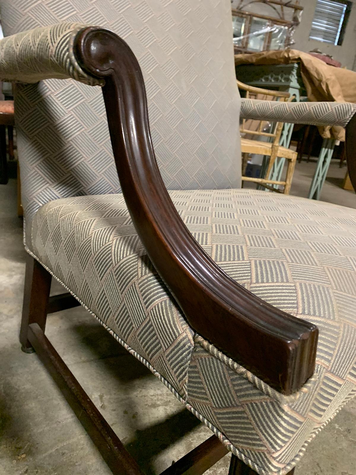 19th Century English Upholstered Library Chair 4