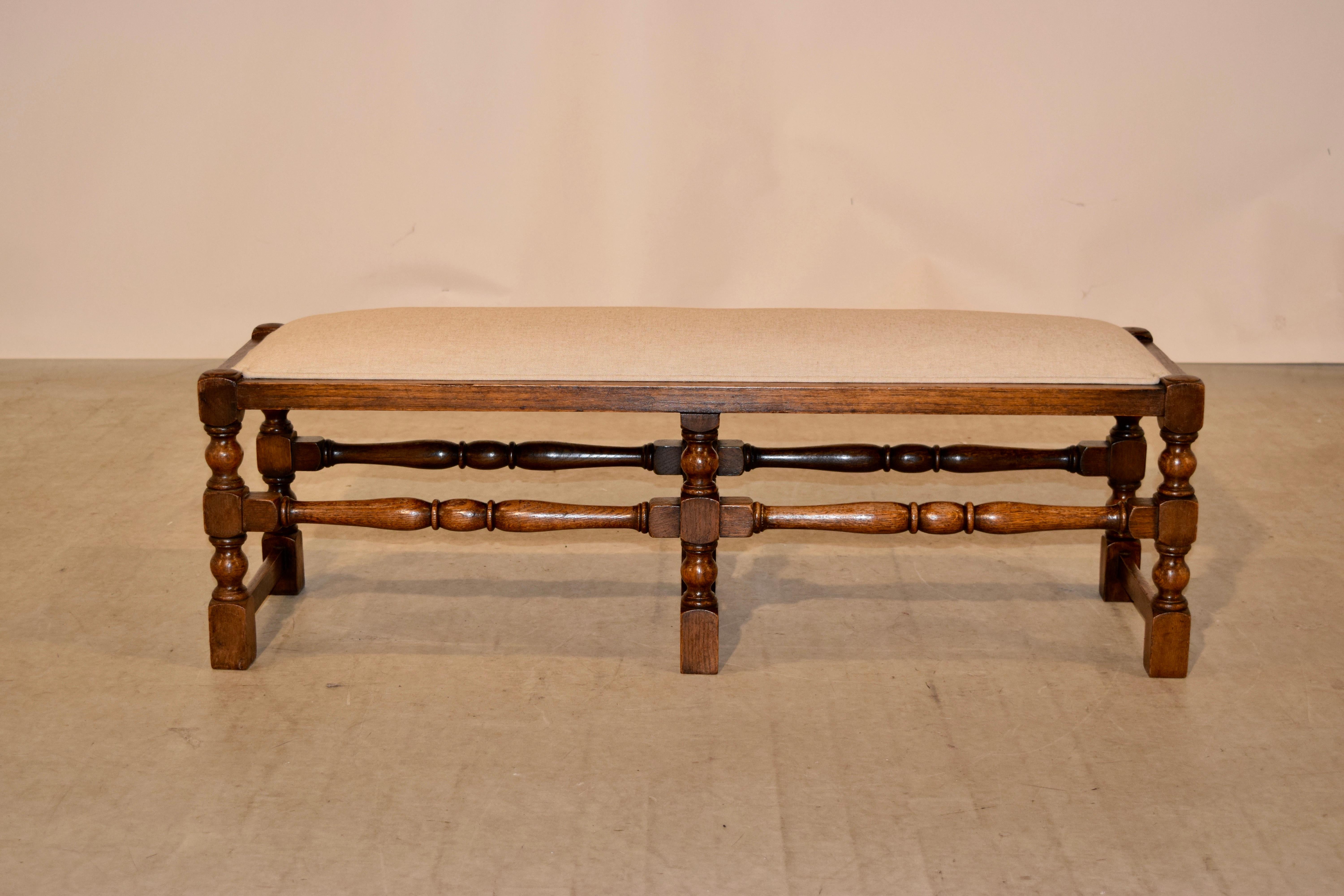 19th Century English Upholstered Low Bench 1