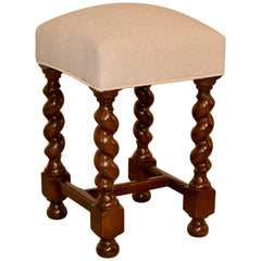 19th Century English Upholstered Stool