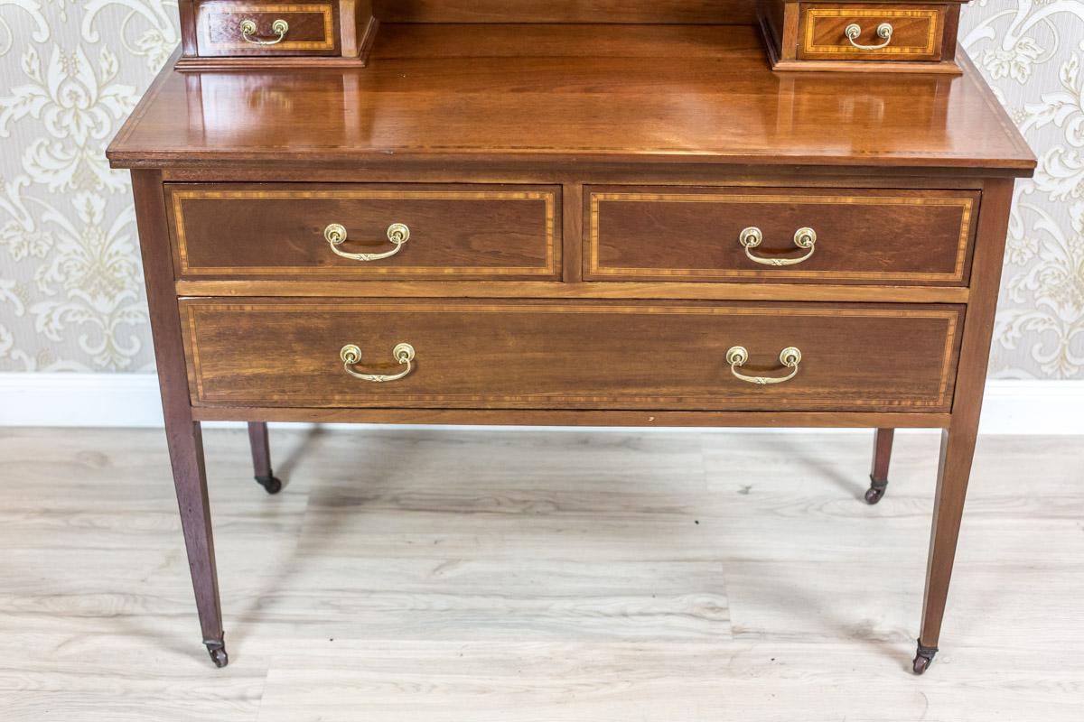 Polished 19th Century English Softwood & Mahogany Veneer Vanity Table, Signed Maple & Co. For Sale