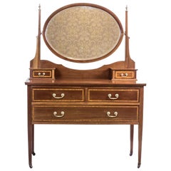 Antique 19th Century English Softwood & Mahogany Veneer Vanity Table, Signed Maple & Co.