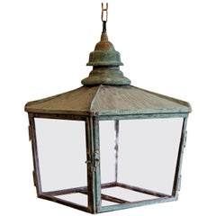 Antique 19th Century English Verdigris Copper Lantern