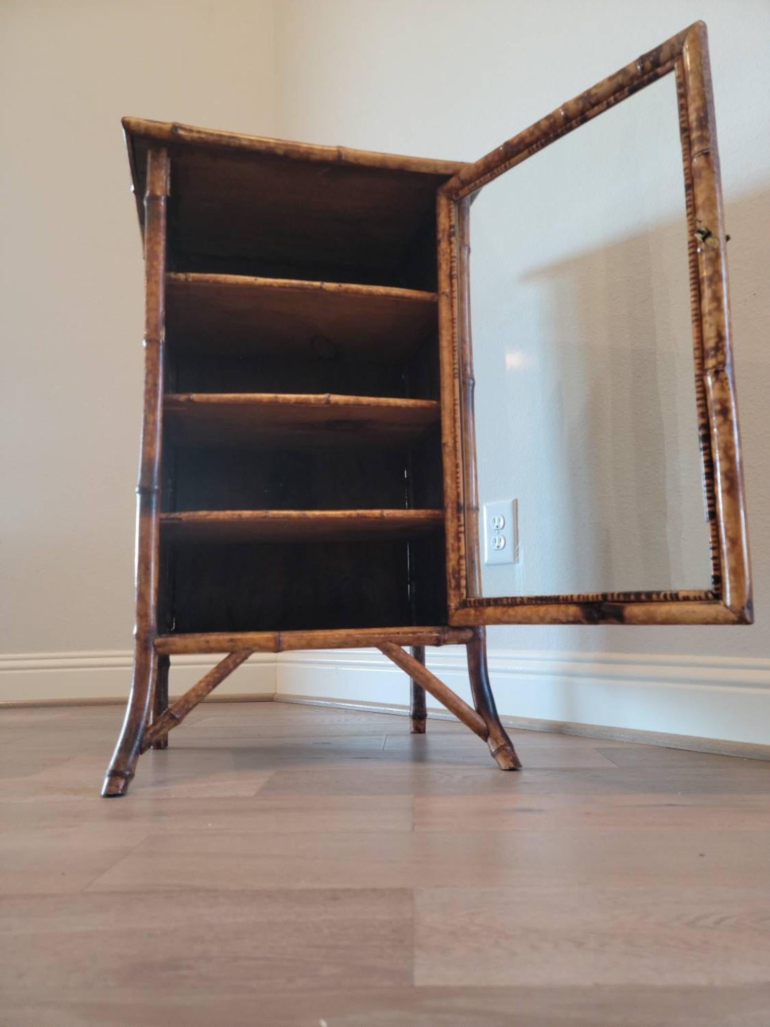 19th Century English Victorian Aesthetic Bamboo Side Cabinet In Good Condition For Sale In Forney, TX