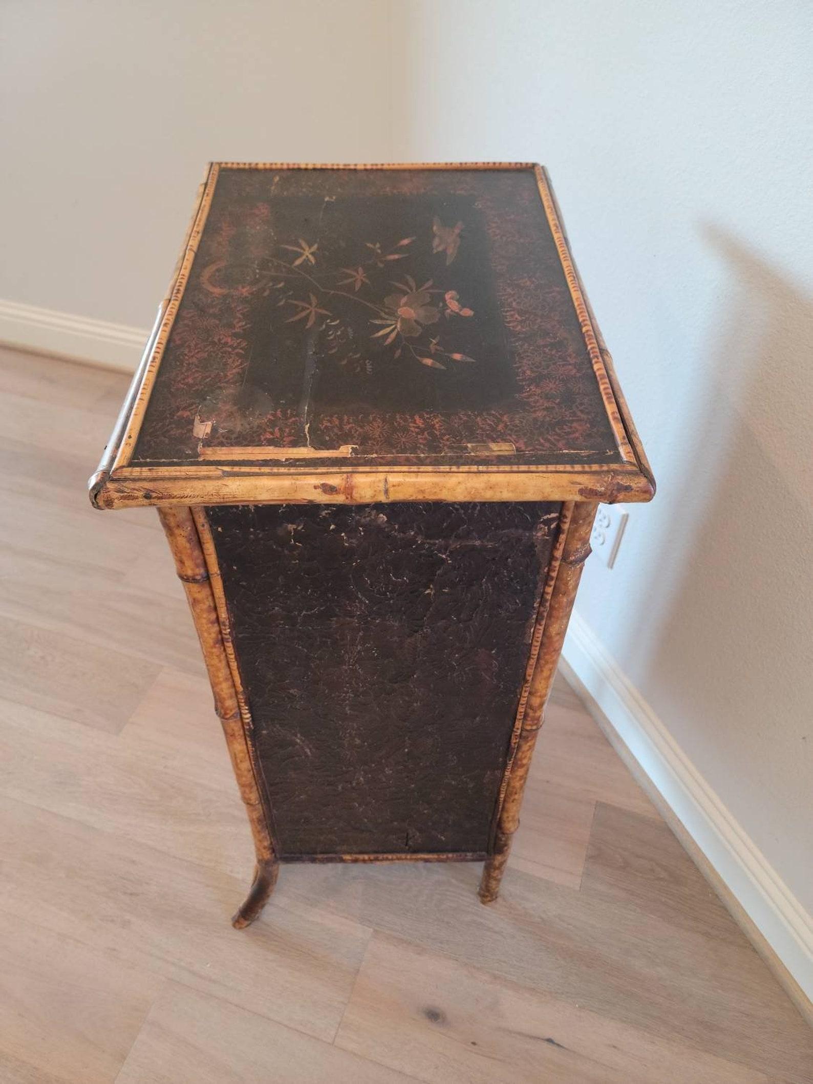 19th Century English Victorian Aesthetic Bamboo Side Cabinet For Sale 1