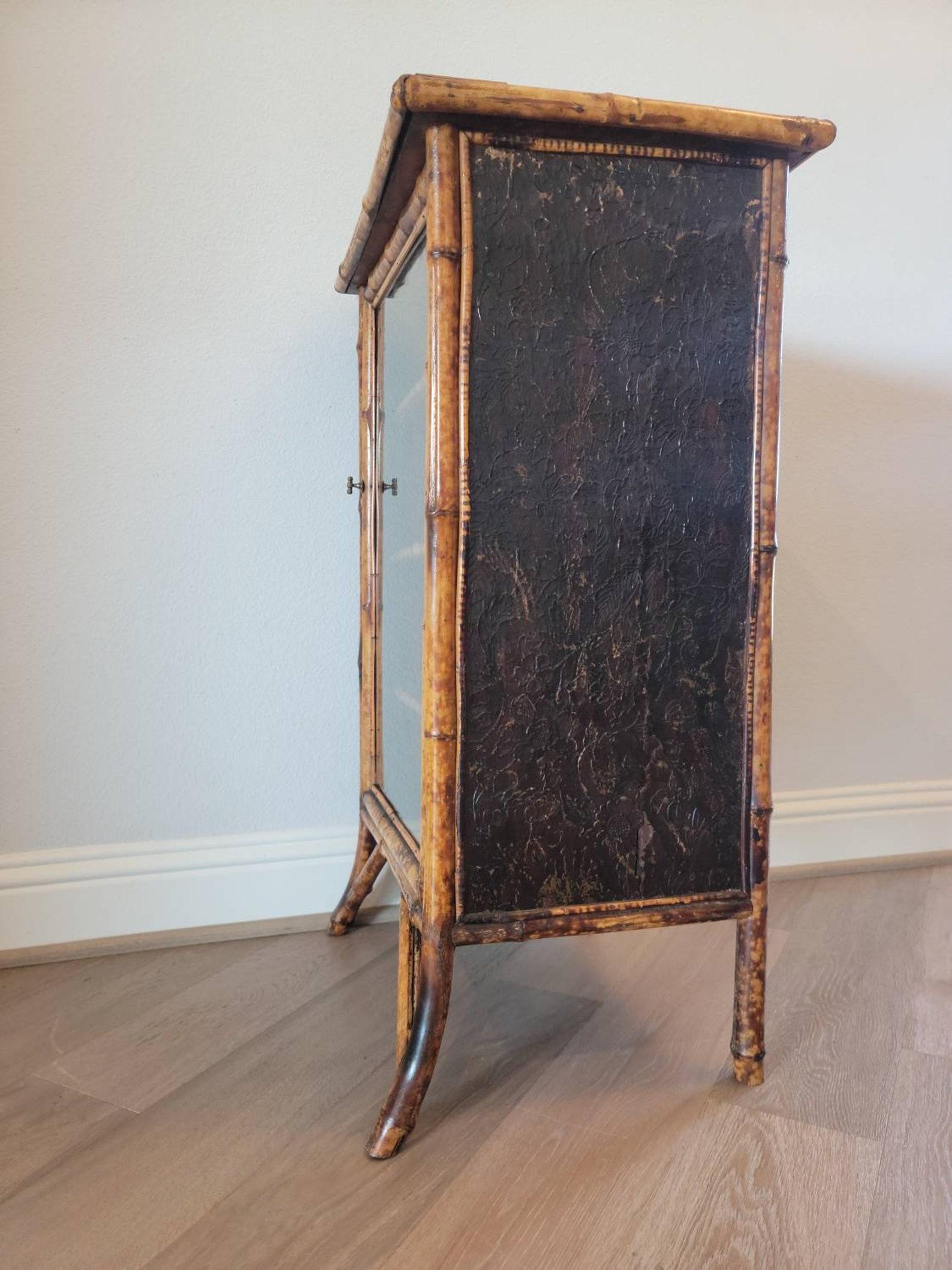 19th Century English Victorian Aesthetic Bamboo Side Cabinet For Sale 2