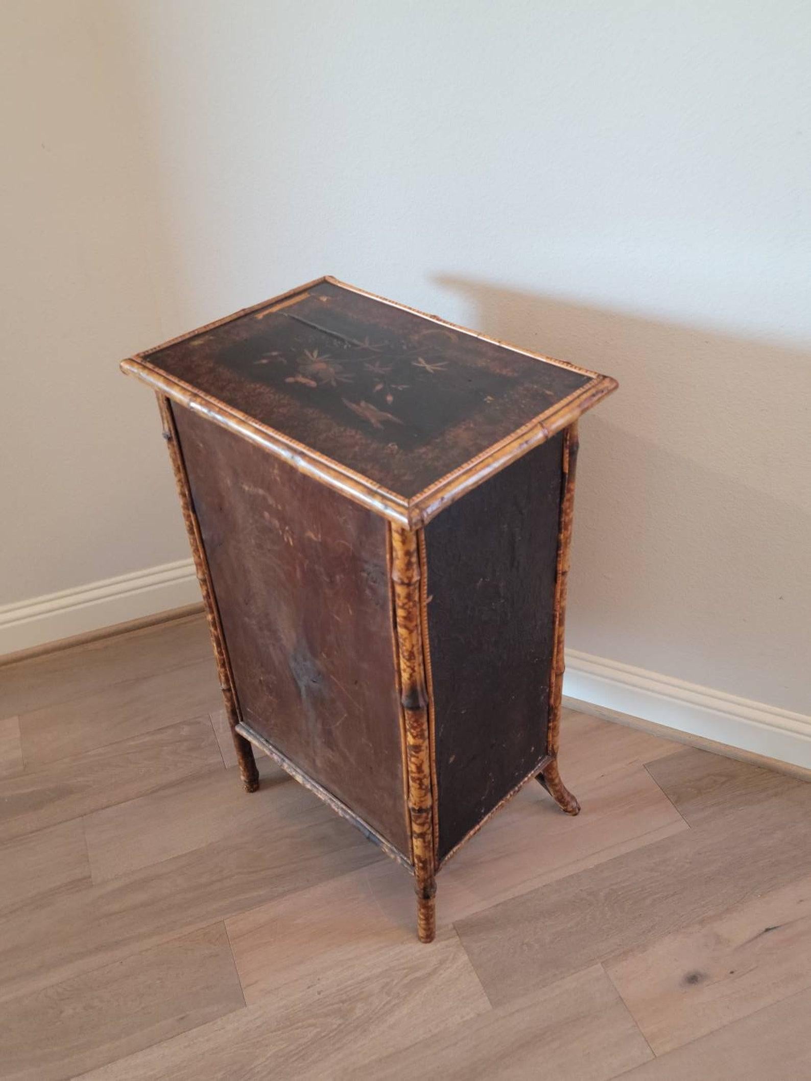 19th Century English Victorian Aesthetic Bamboo Side Cabinet For Sale 3