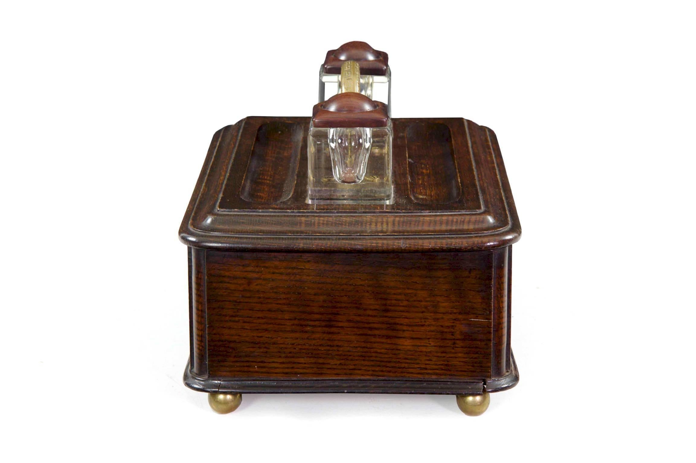 19th Century English Victorian Antique Oak Writing Desk Traveling Box 3