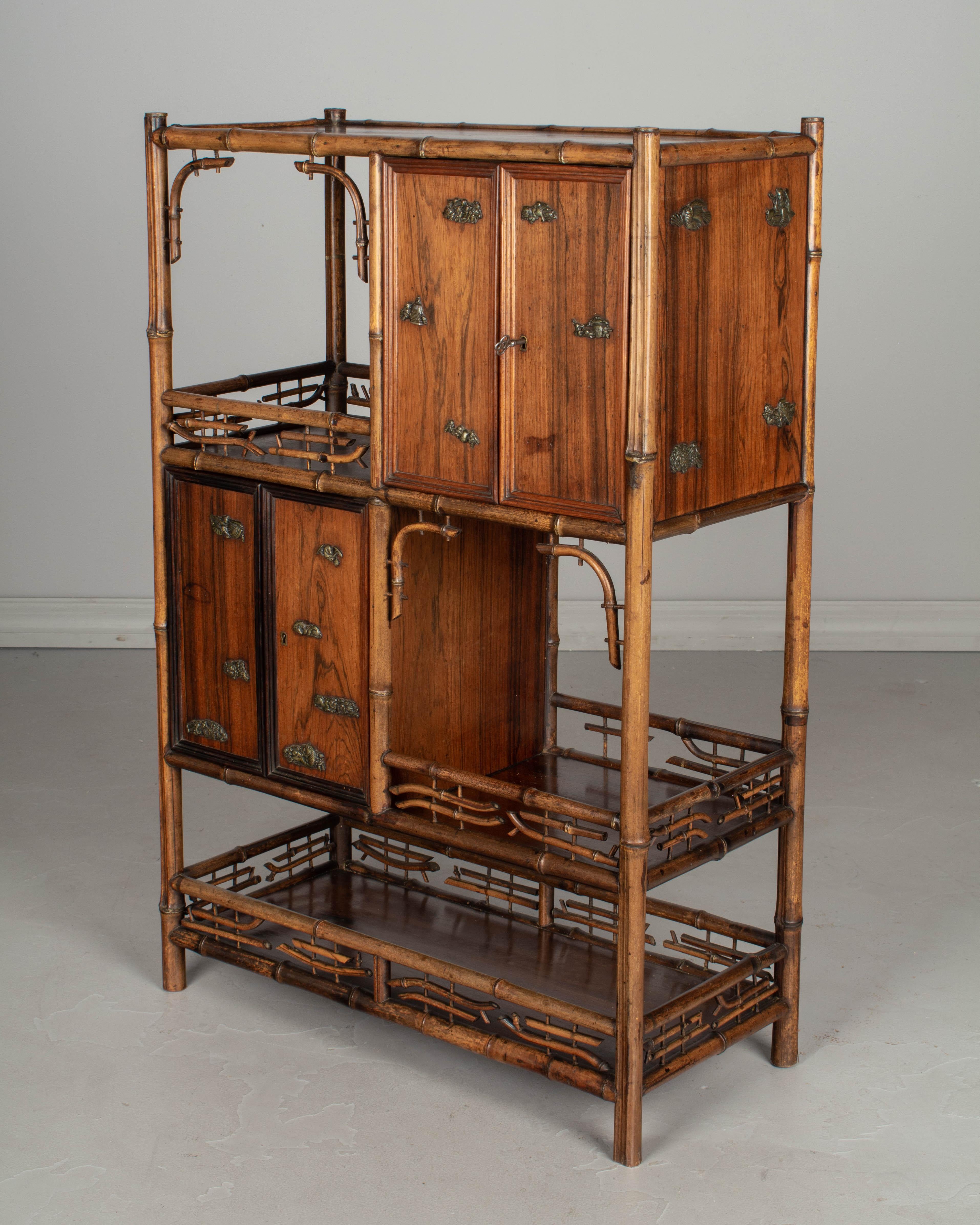 19th Century English Victorian Bamboo Cabinet 1