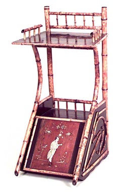 19th Century English Victorian Bamboo End Table with Shaped Design
