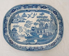19th Century English Victorian Blue & White Platter