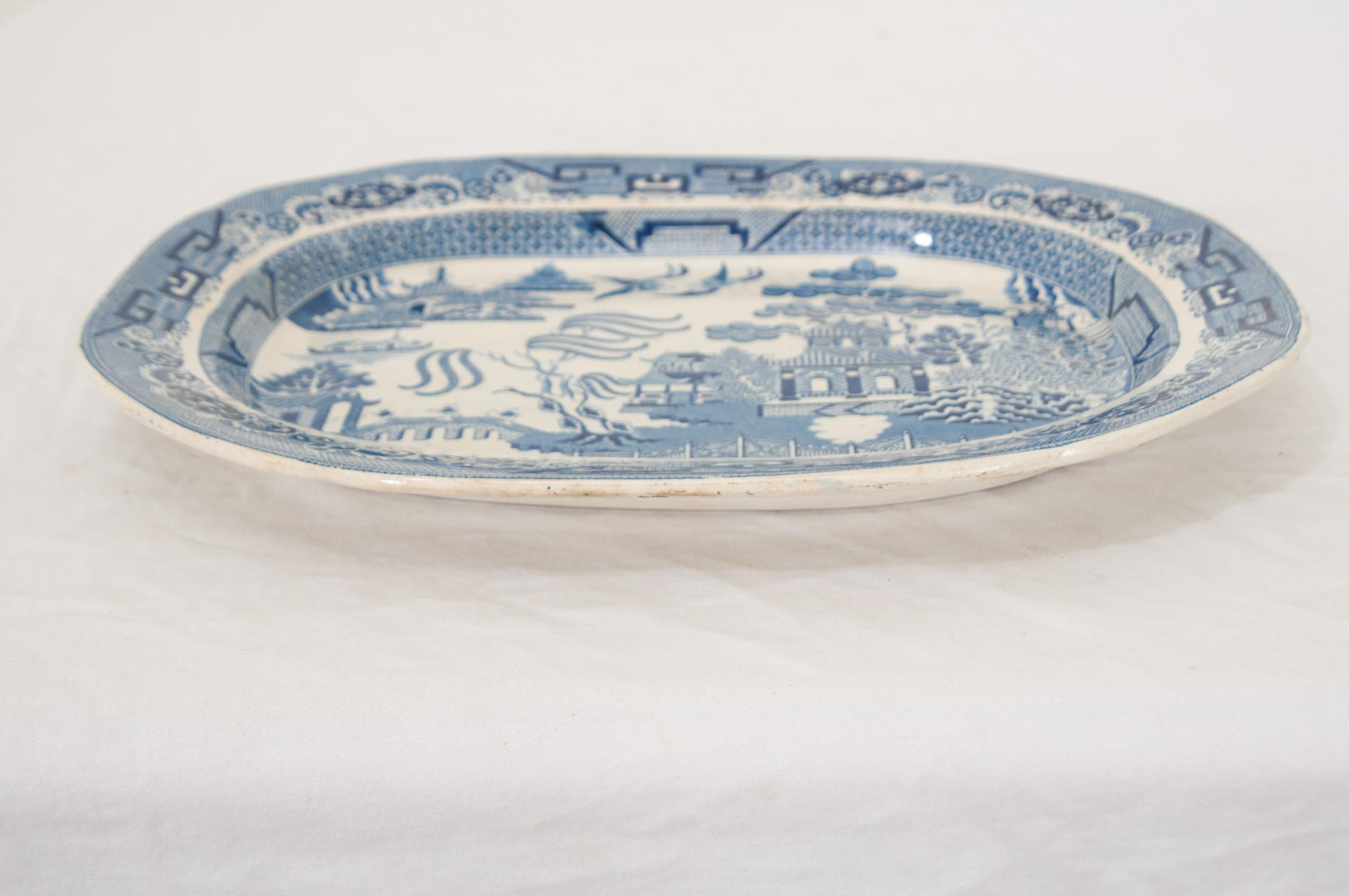 Ironstone 19th Century English Victorian Blue & White Platter