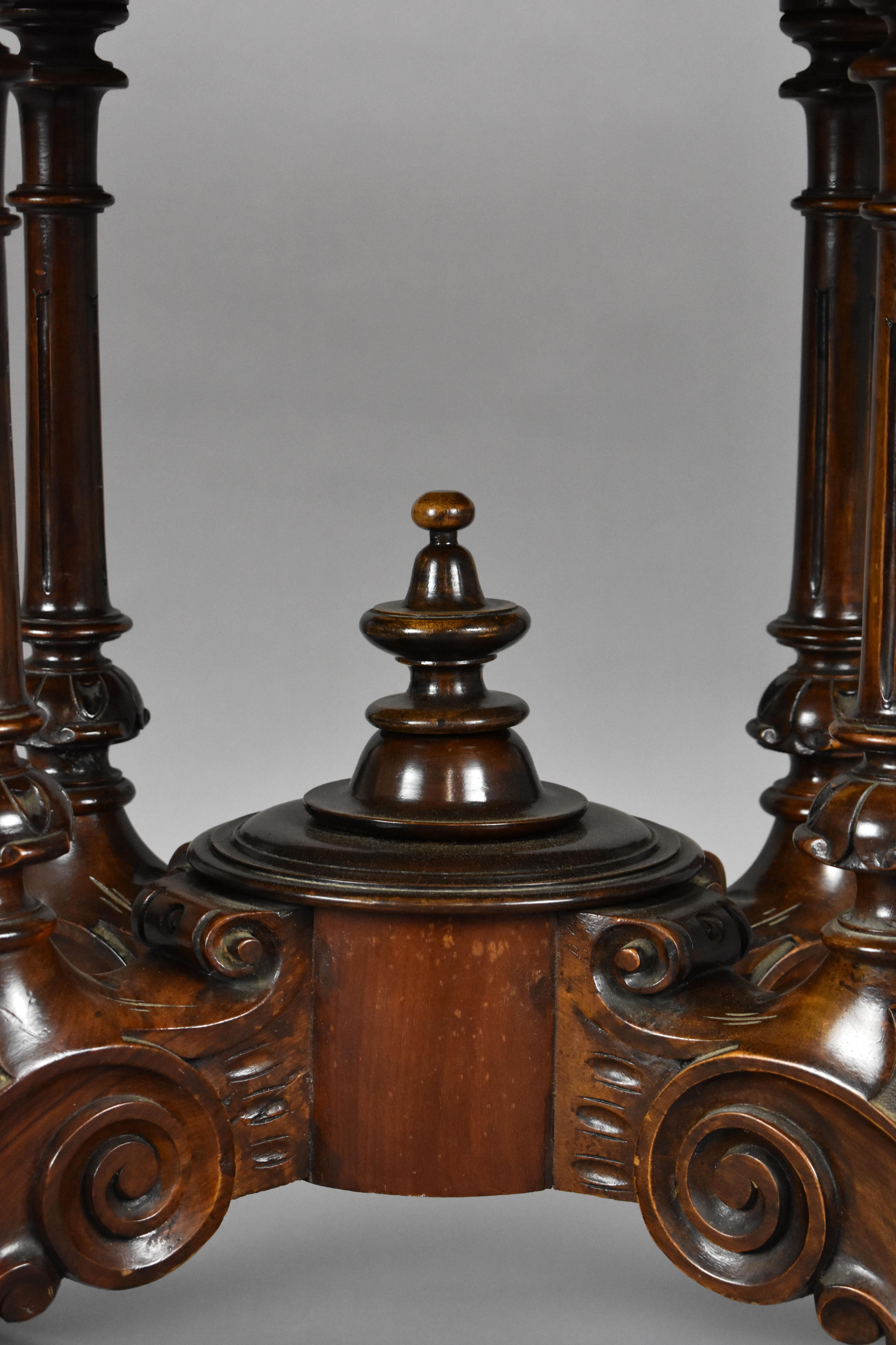 19th Century English Victorian Burl Walnt Oval Loo Table 2