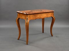19th Century English Victorian Burl Walnut and Marquetry Inlaid Card Table