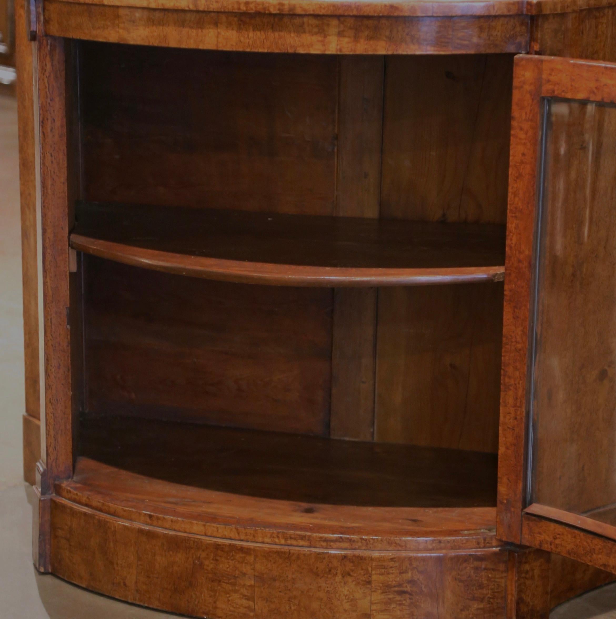 19th Century English Victorian Burl Walnut Bow Front Glass Door Curio Cabinet 3