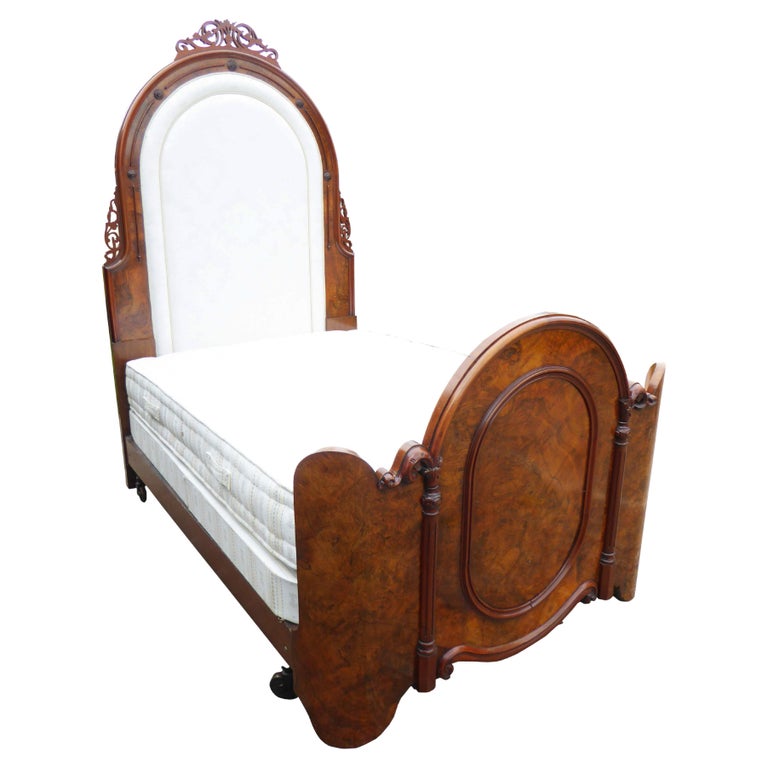 19th Century, English Victorian Burr Walnut Bed For Sale at 1stDibs