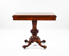 19th Century English Victorian Burr Walnut Card Table