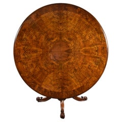 19th Century English Victorian Burr Walnut Circular Breakfast Table
