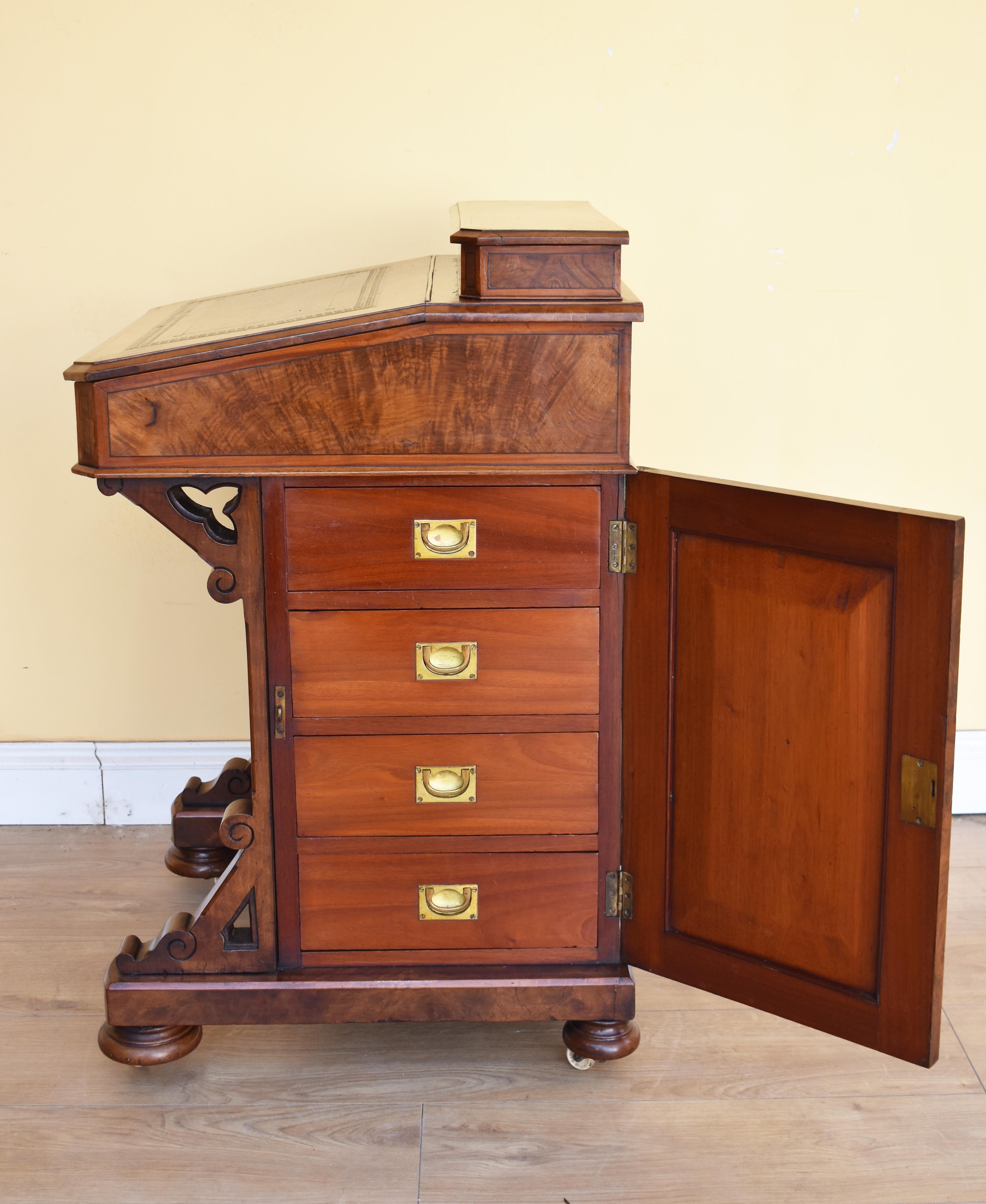 19th Century English Victorian Burr Walnut Davenport For Sale 3