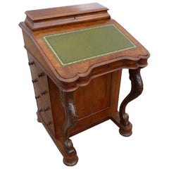 19th Century English Victorian Burr Walnut Davenport Writing Desk