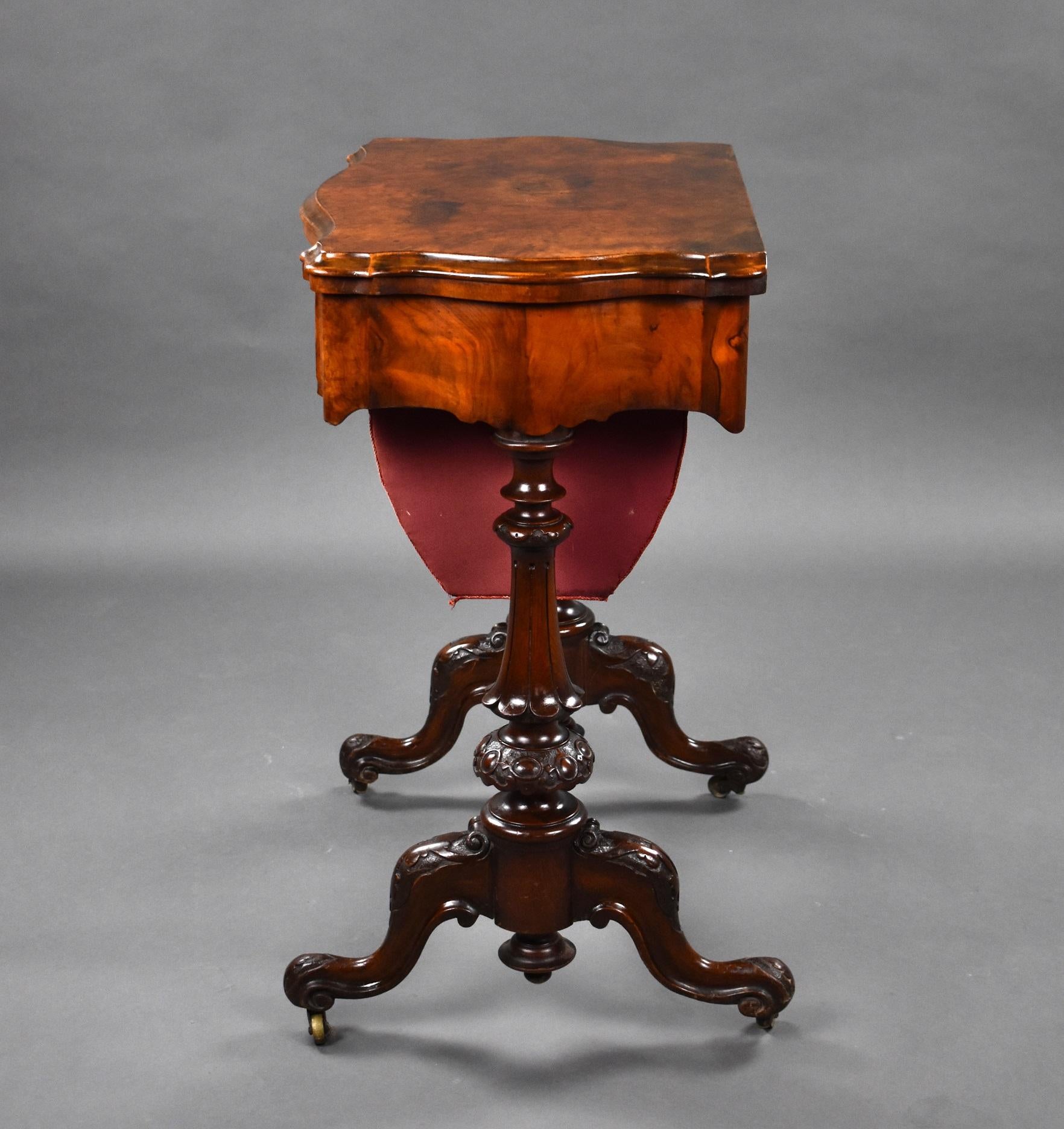 19th Century English Victorian Burr Walnut Games Table For Sale 5