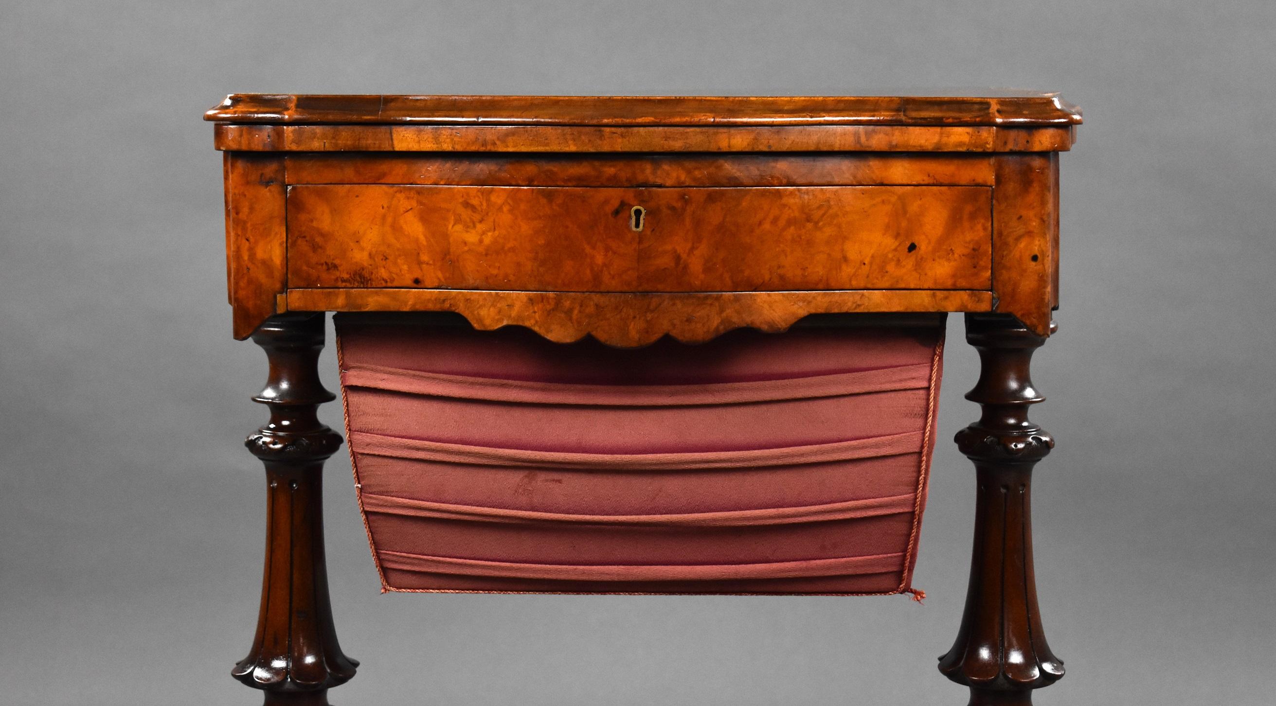 19th Century English Victorian Burr Walnut Games Table For Sale 9