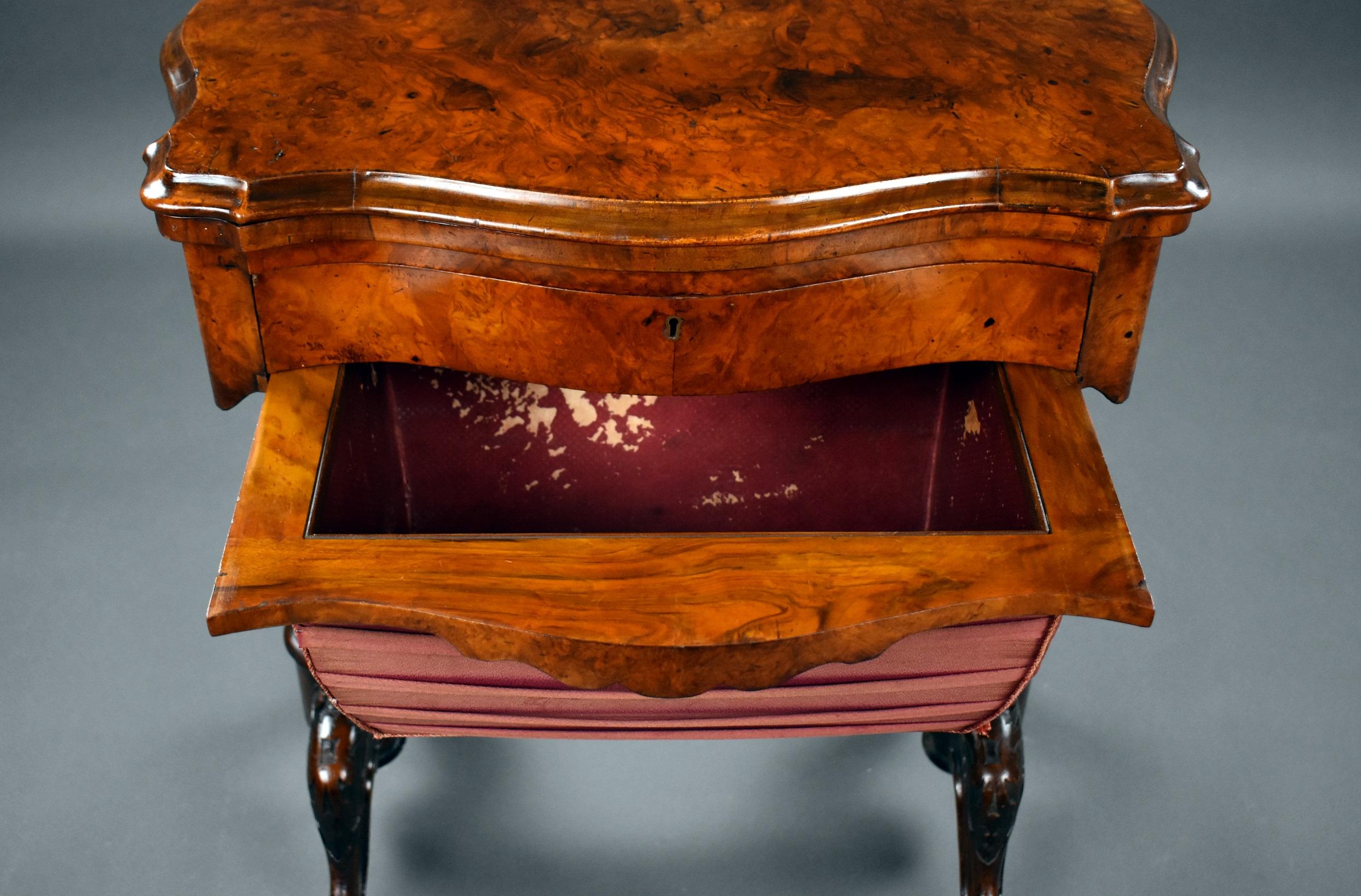 19th Century English Victorian Burr Walnut Games Table For Sale 12