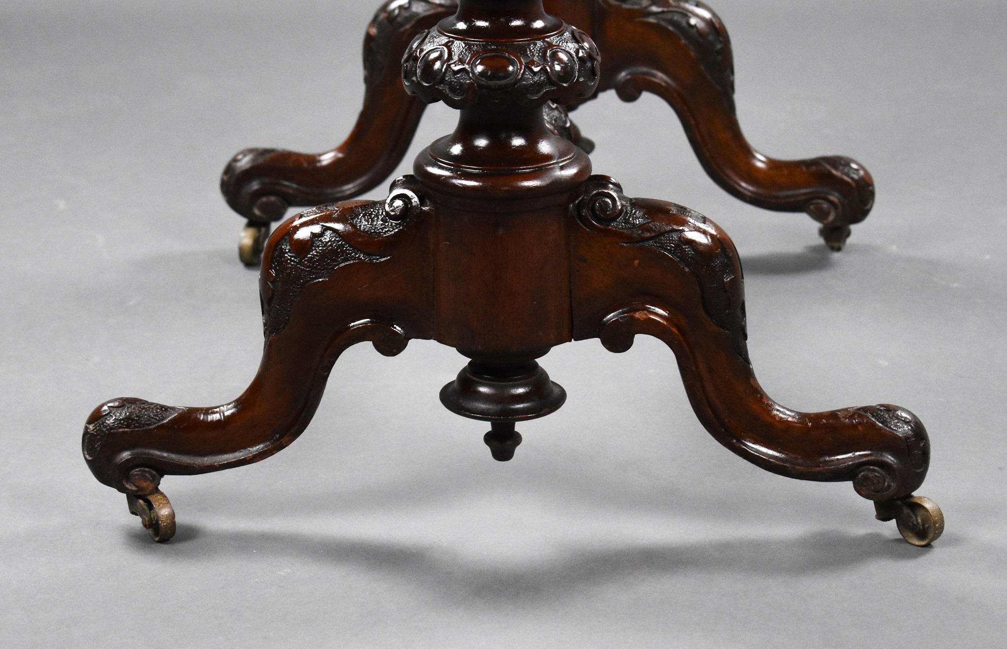 19th Century English Victorian Burr Walnut Games Table For Sale 3