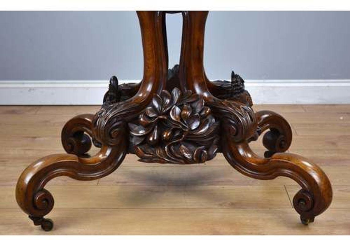 19th Century, English Victorian Burr Walnut Loo Table For Sale 5