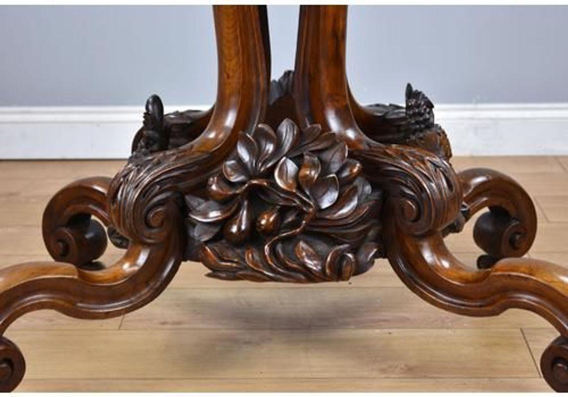 19th Century, English Victorian Burr Walnut Loo Table For Sale 6