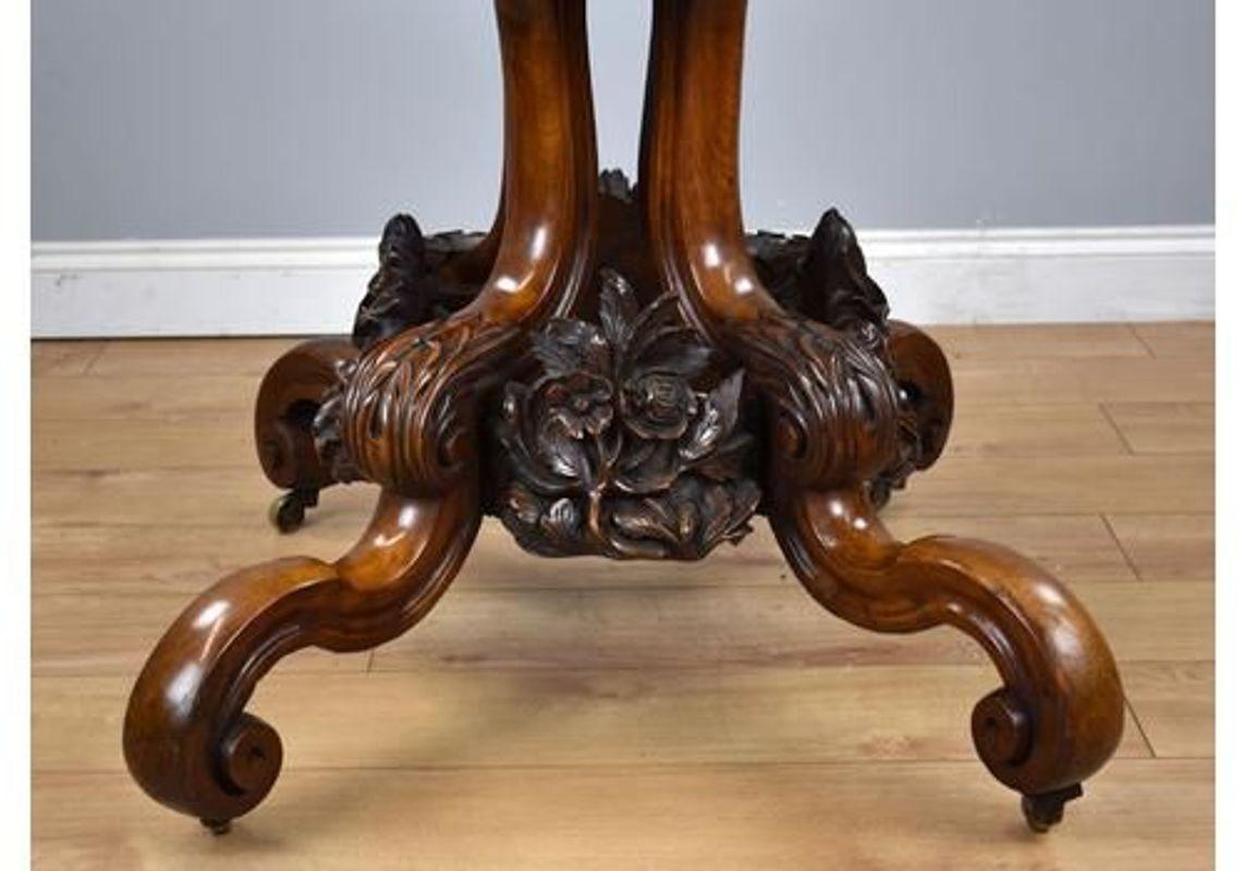 19th Century, English Victorian Burr Walnut Loo Table For Sale 7