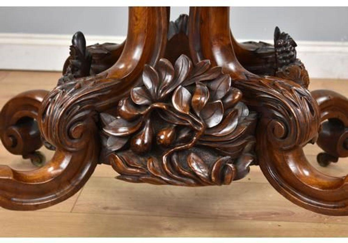19th Century, English Victorian Burr Walnut Loo Table For Sale 1