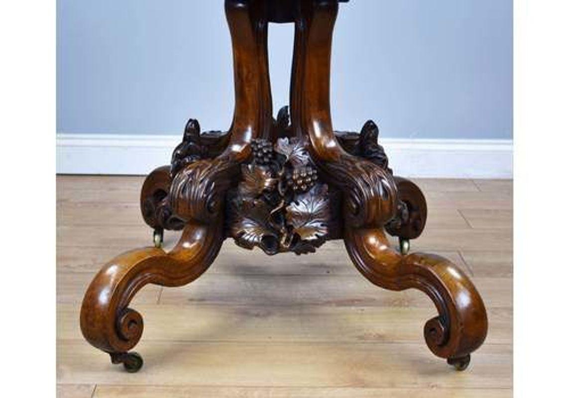 19th Century, English Victorian Burr Walnut Loo Table For Sale 3