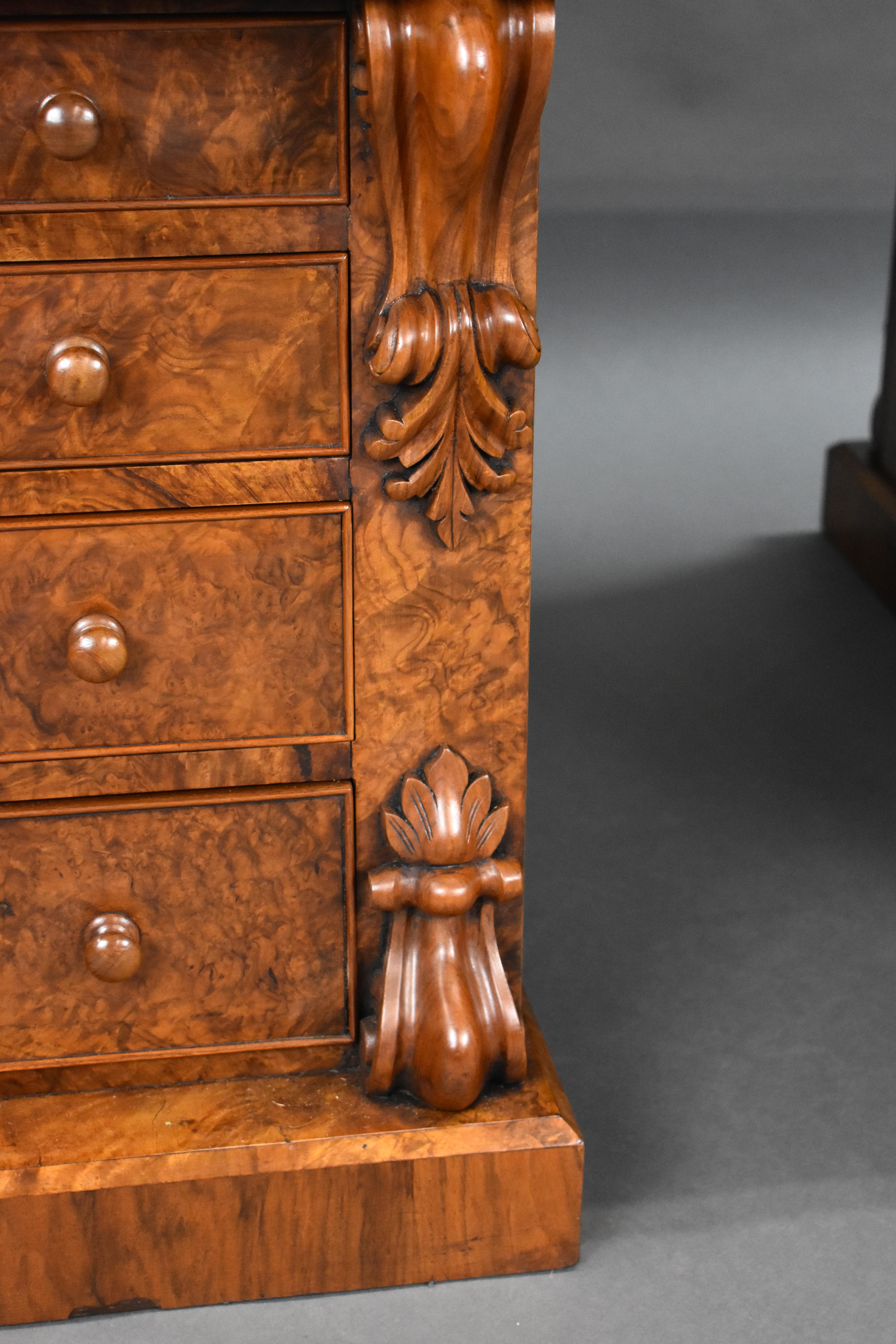 19th Century English Victorian Burr Walnut Pedestal Partners Desk 11