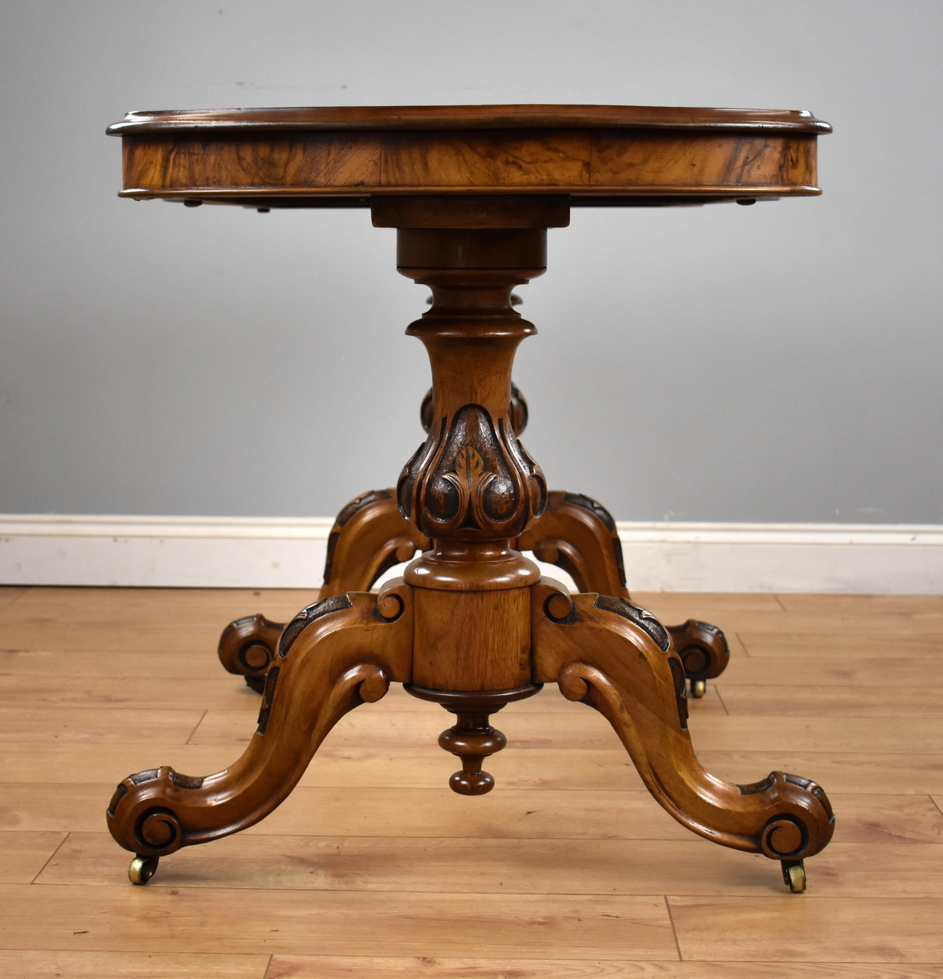 19th Century English Victorian Burr Walnut Table For Sale 4