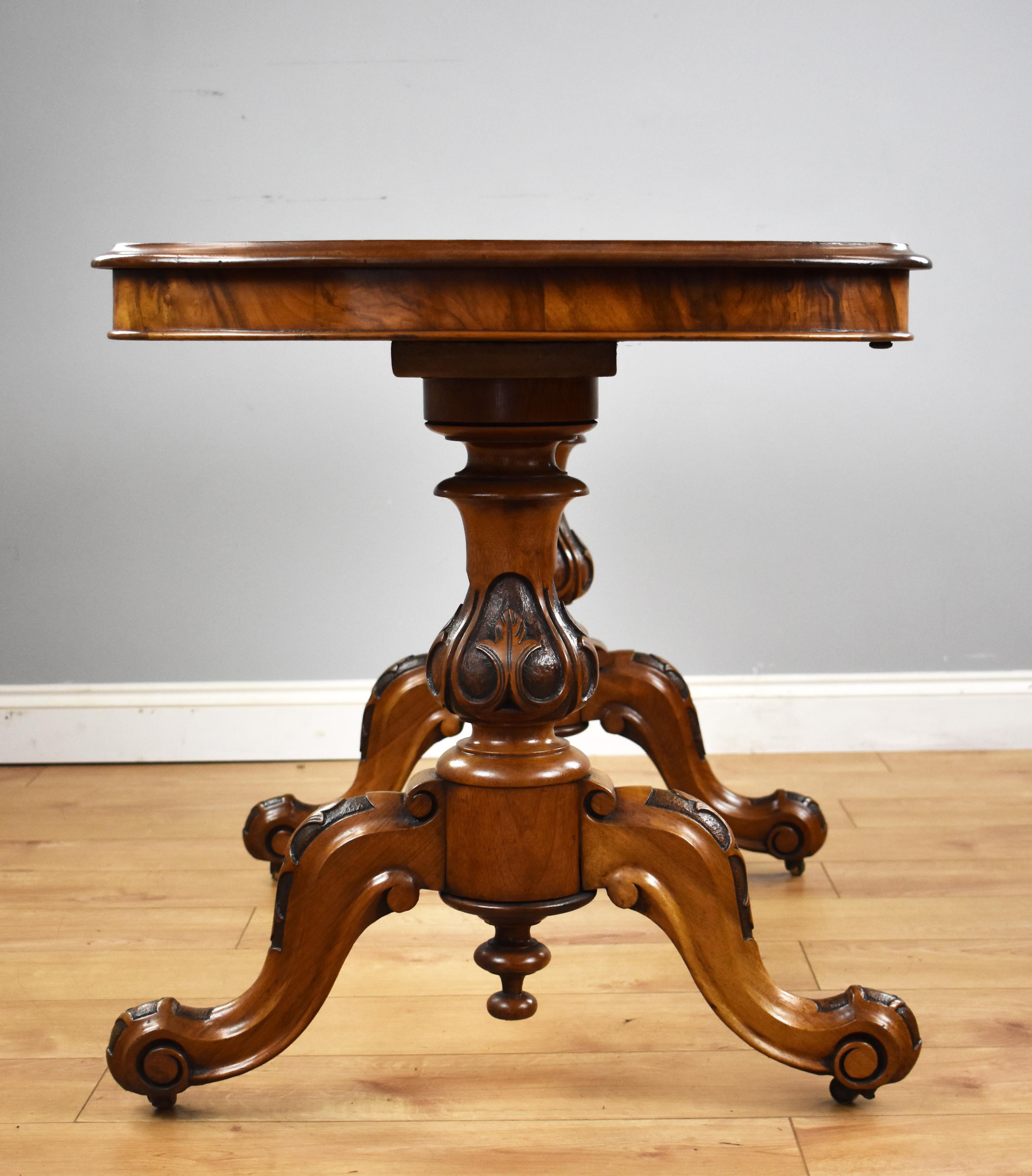 19th Century English Victorian Burr Walnut Table For Sale 5