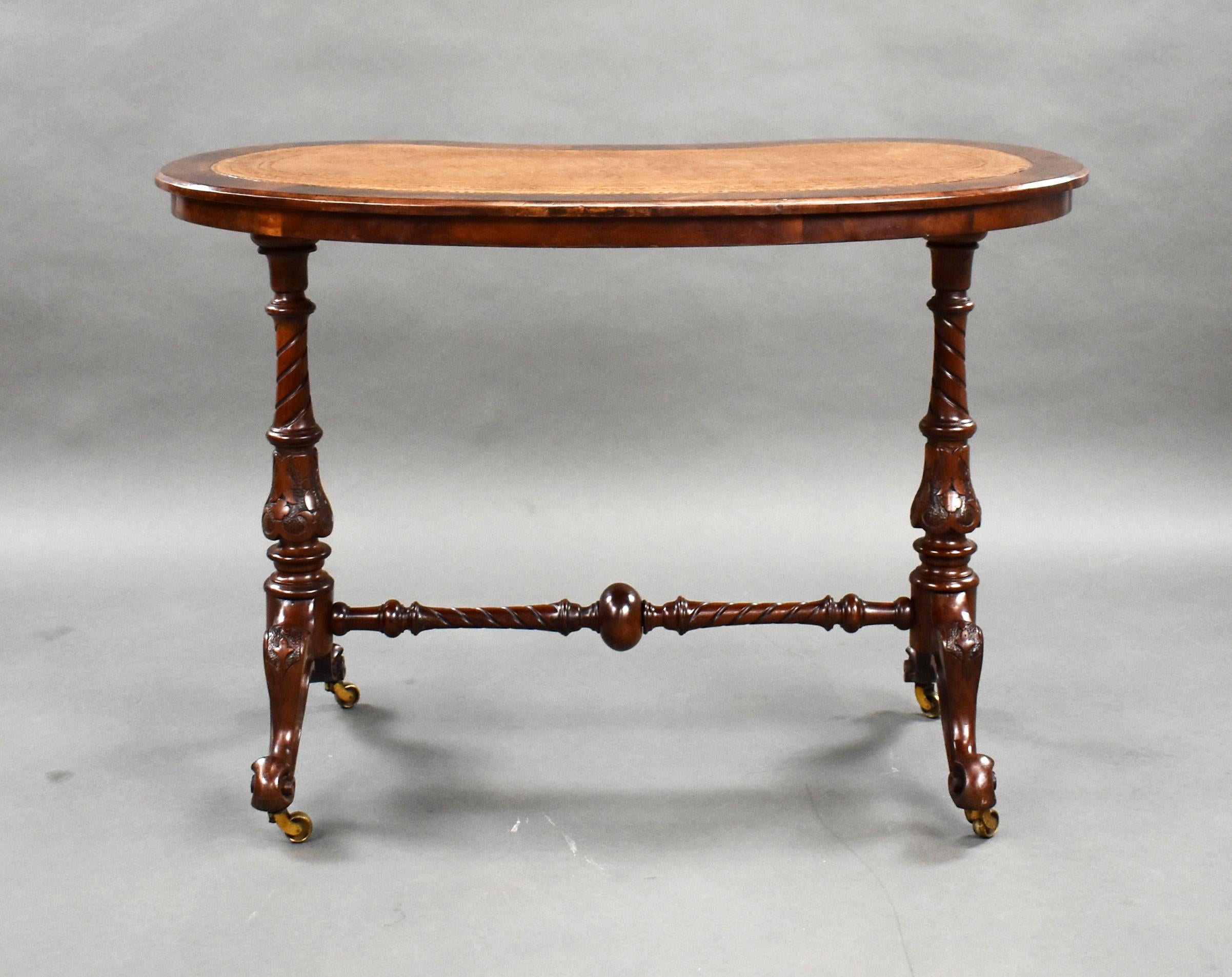 19th Century English Victorian Burr Walnut Writing Table For Sale 2