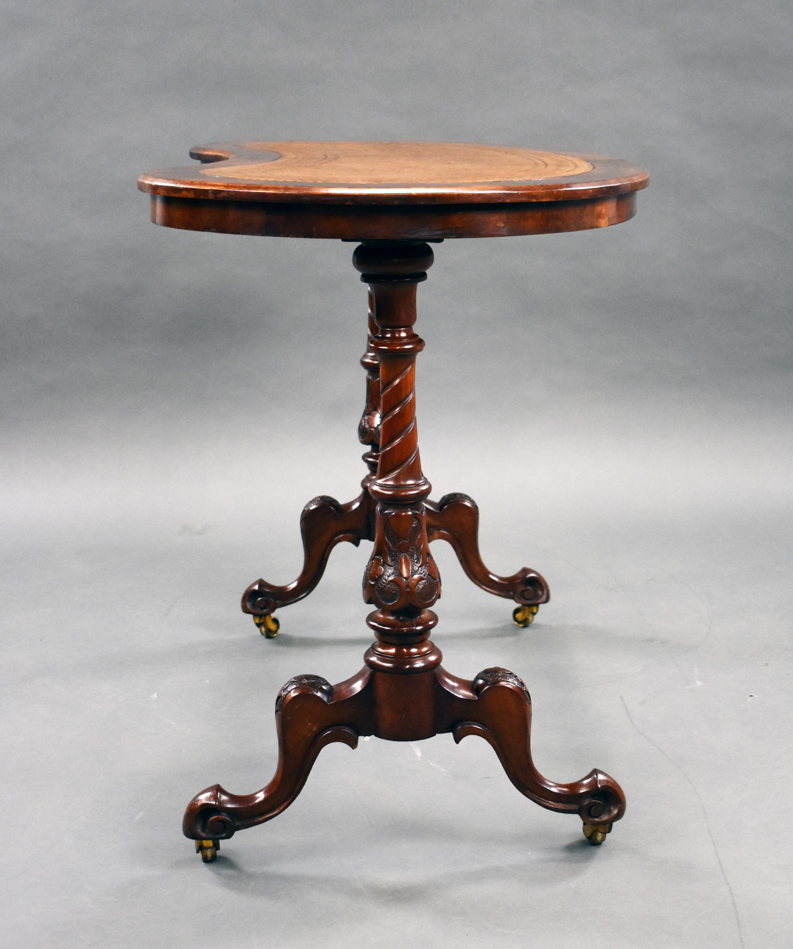 19th Century English Victorian Burr Walnut Writing Table For Sale 3
