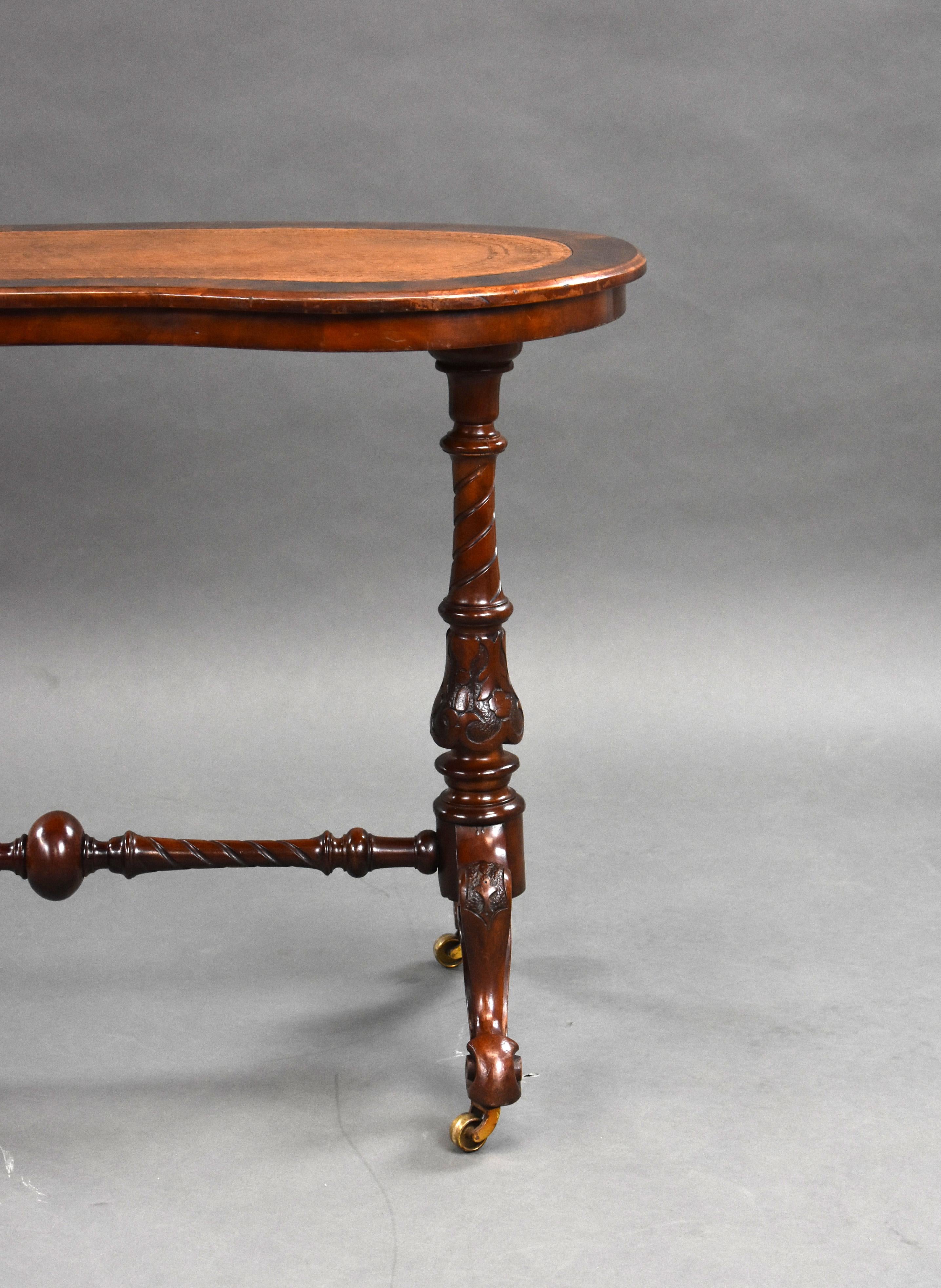 19th Century English Victorian Burr Walnut Writing Table For Sale 5