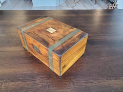 19th Century English Victorian Campaign Style Travel Desk Writing Box